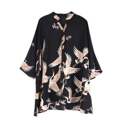 Print Loose Polyester Women Plus Size Shirt