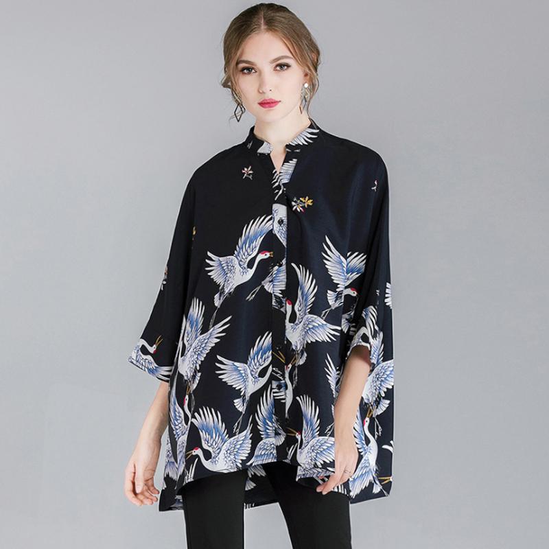 Print Loose Polyester Women Plus Size Shirt