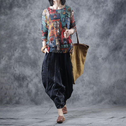 Tie-Neck Casual Printed Floral Midi Dress