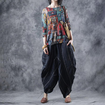 Tie-Neck Casual Printed Floral Midi Dress