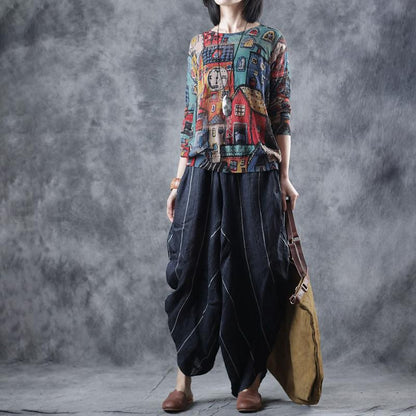 Tie-Neck Casual Printed Floral Midi Dress