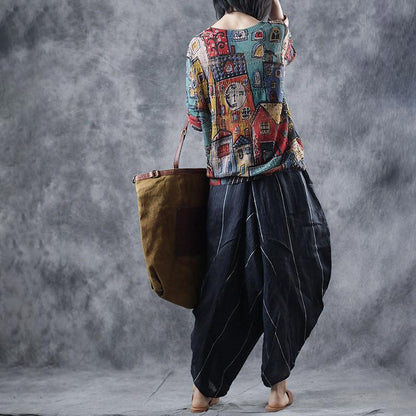 Tie-Neck Casual Printed Floral Midi Dress