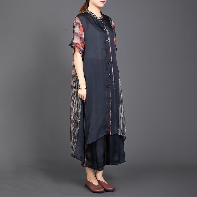 Print Short Sleeve Blouse And Wide Leg Pants