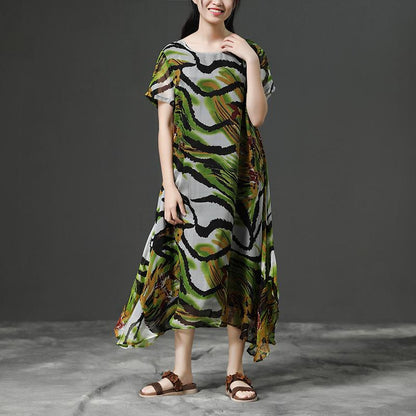 Print Short Sleeve Loose Summer Women Dress