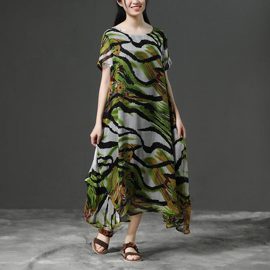 Print Short Sleeve Loose Summer Women Dress
