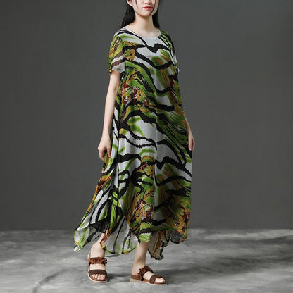 Print Short Sleeve Loose Summer Women Dress