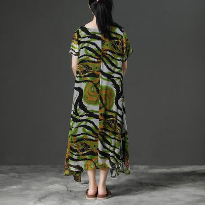 Print Short Sleeve Loose Summer Women Dress