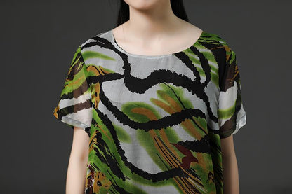 Print Short Sleeve Loose Summer Women Dress