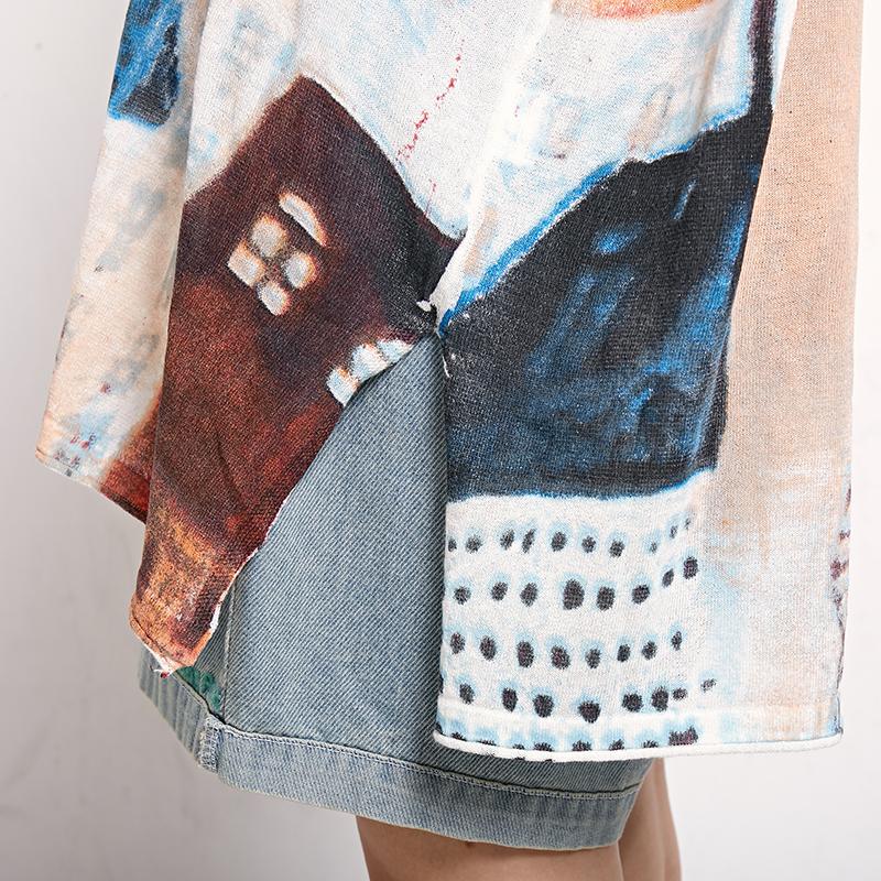 Print Short Sleeve Round Neck Casual Blouse