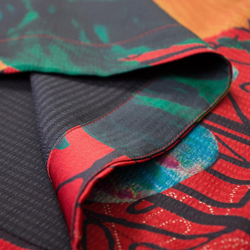 Print Spliced Short Sleeve Blouse And Wide Leg Pants