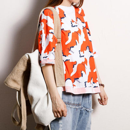 Printed And Spliced Casual Sweet T-Shirt