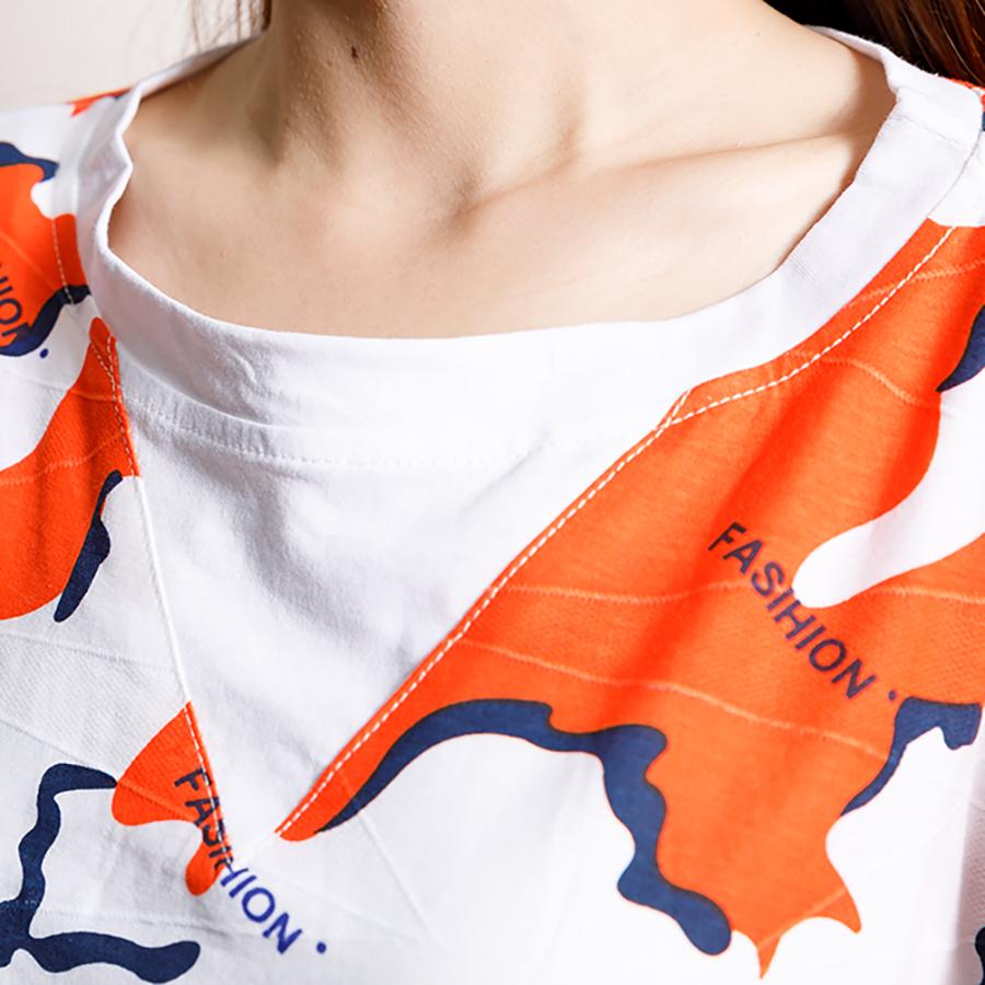 Printed And Spliced Casual Sweet T-Shirt