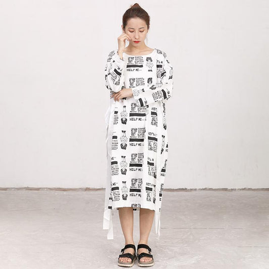 Printed Casual Lacing Comfortable Loose Fashion Dress