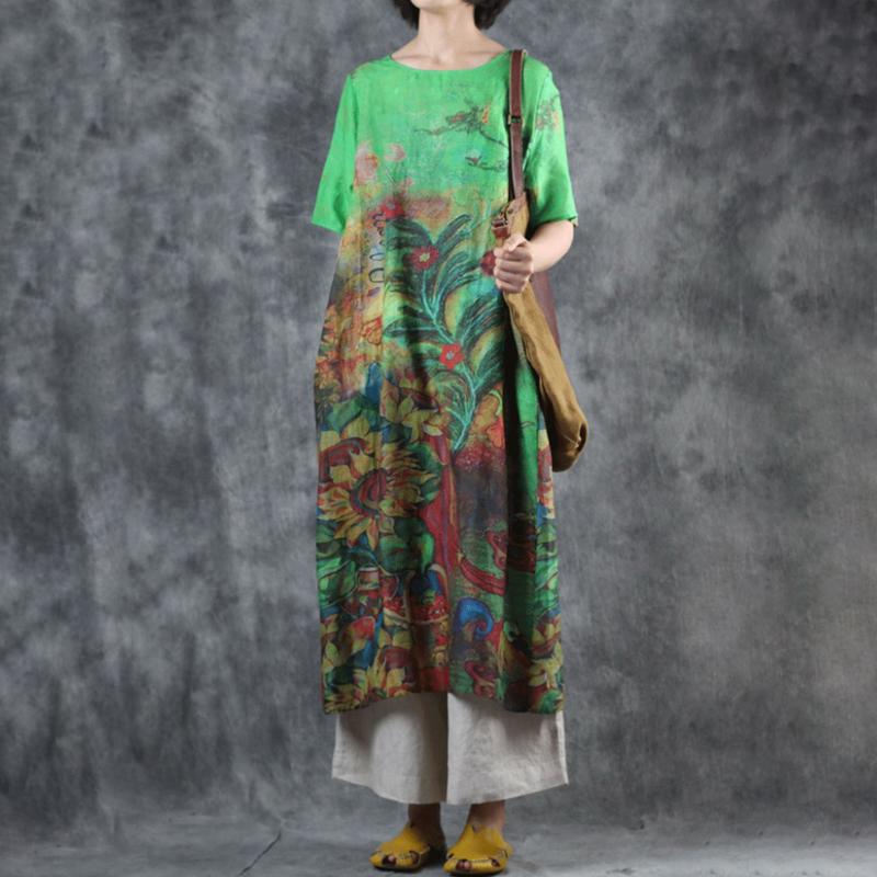 Printed Half Sleeve Loose Casual Dress