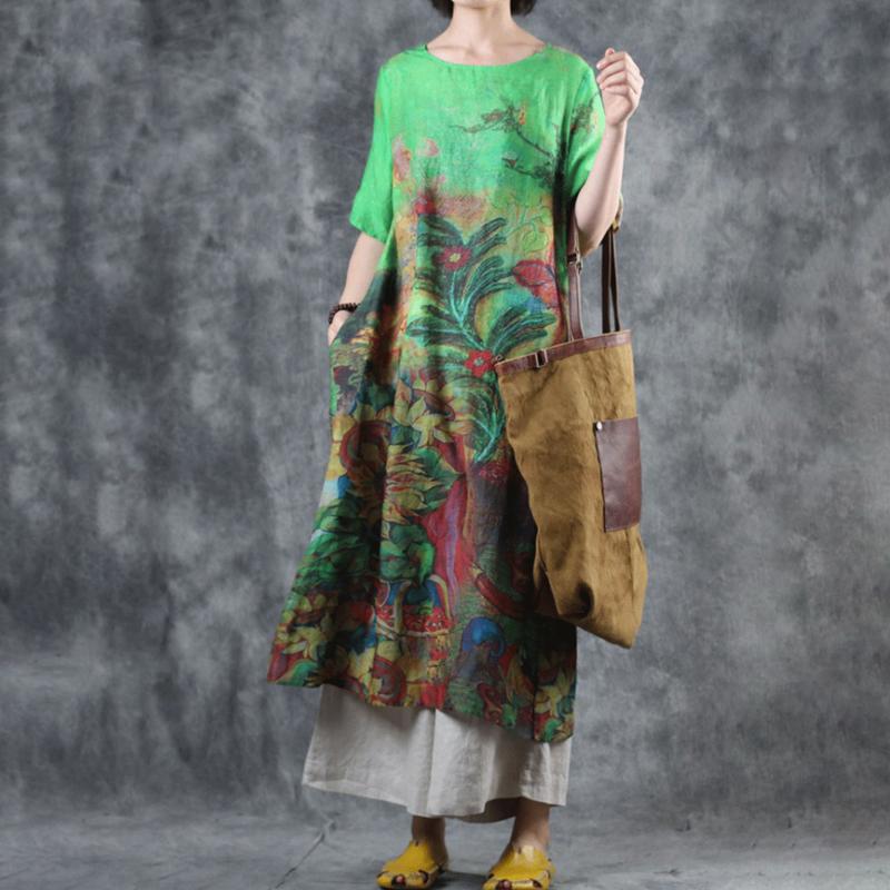 Printed Half Sleeve Loose Casual Dress