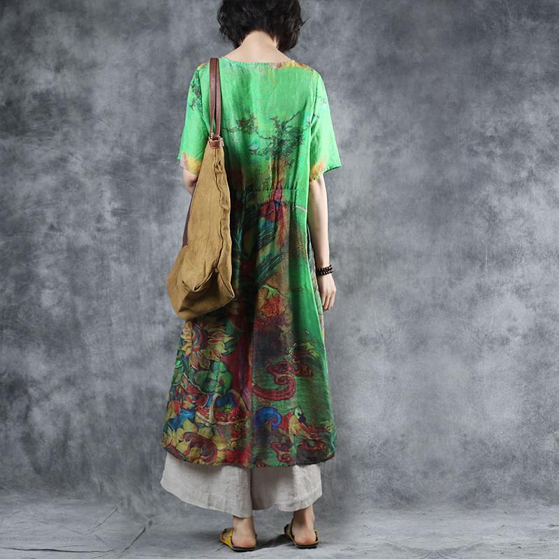 Printed Half Sleeve Loose Casual Dress