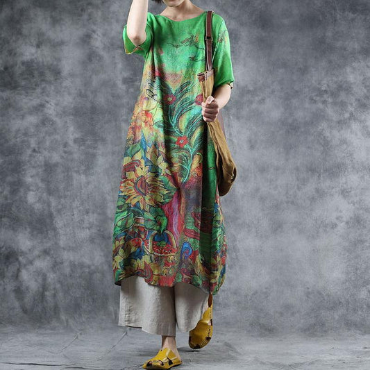 Printed Half Sleeve Loose Casual Dress