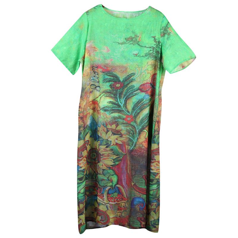 Printed Half Sleeve Loose Casual Dress