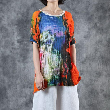 Printed High Low Hem Knitting T-Shirt