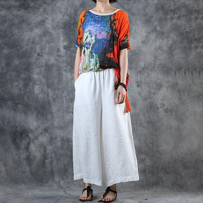 Printed High Low Hem Knitting T-Shirt
