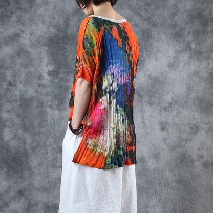 Printed High Low Hem Knitting T-Shirt