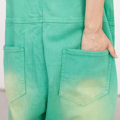 Printed Hole Pockets Casual Loose Overalls