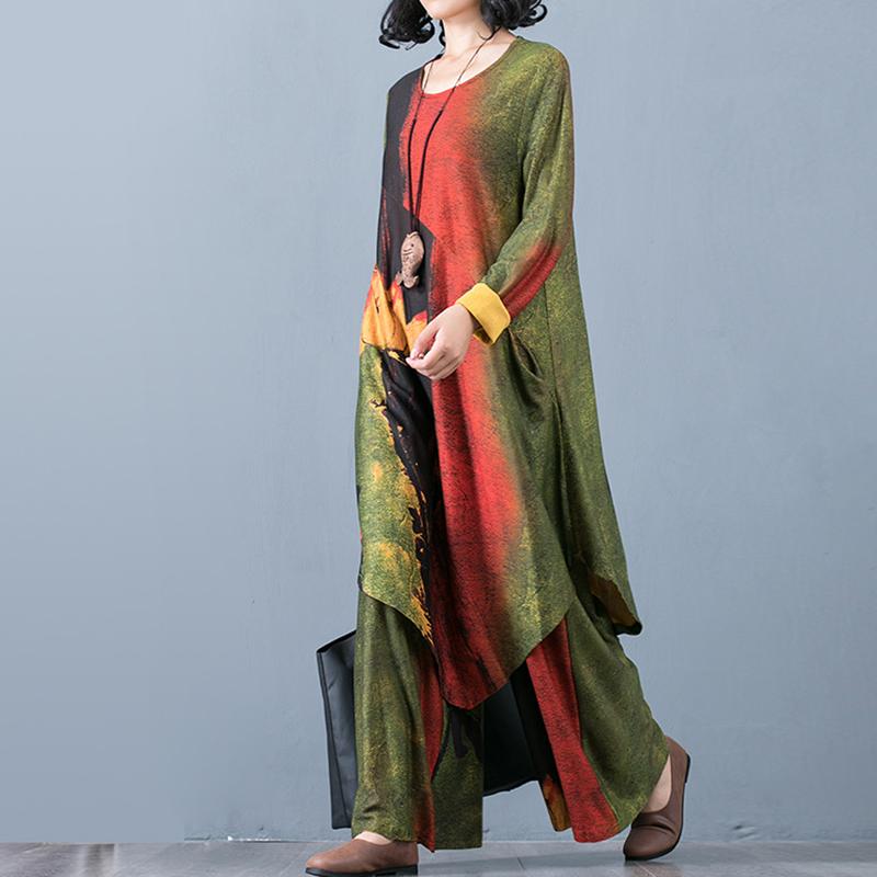 Printed Irregular Loose Soft Two Piece Suit