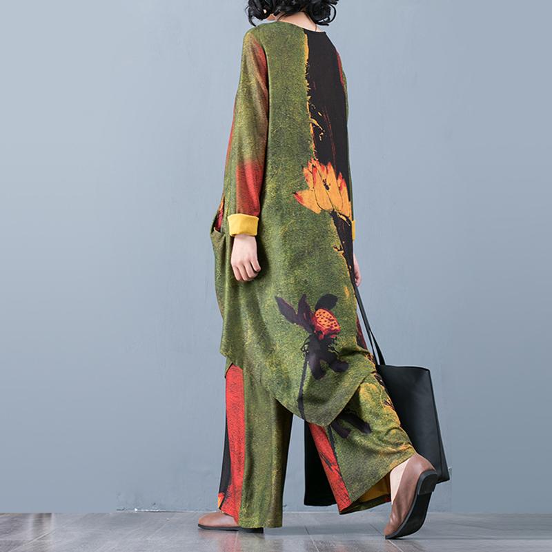 Printed Irregular Loose Soft Two Piece Suit