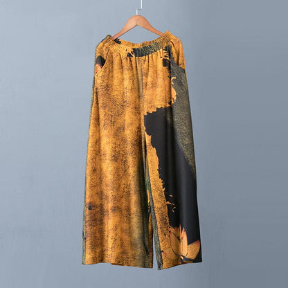Printed Irregular Loose Soft Two Piece Suit