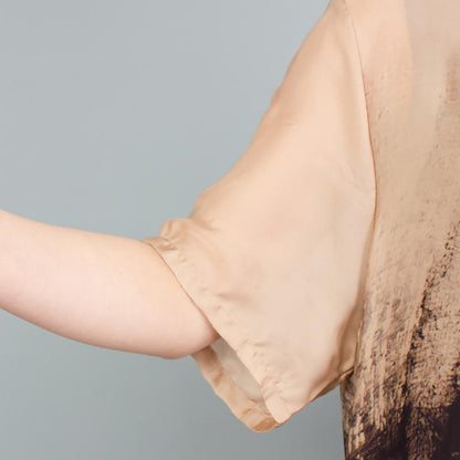 Printed Irregular Short Sleeve Loose A-Line Dress