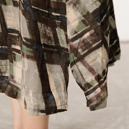 Printed Lacing Comfortable Round Collar Dress