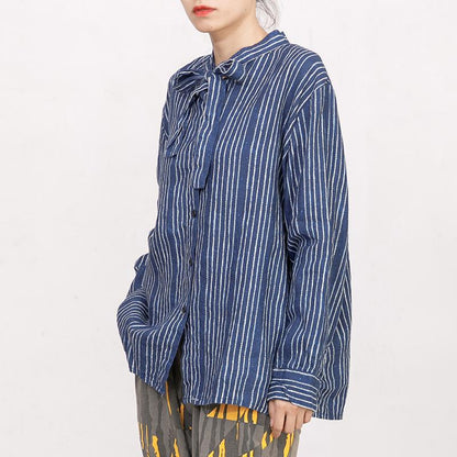 Printed Lacing Polo Collar Casual Shirt