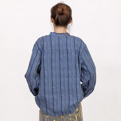 Printed Lacing Polo Collar Casual Shirt