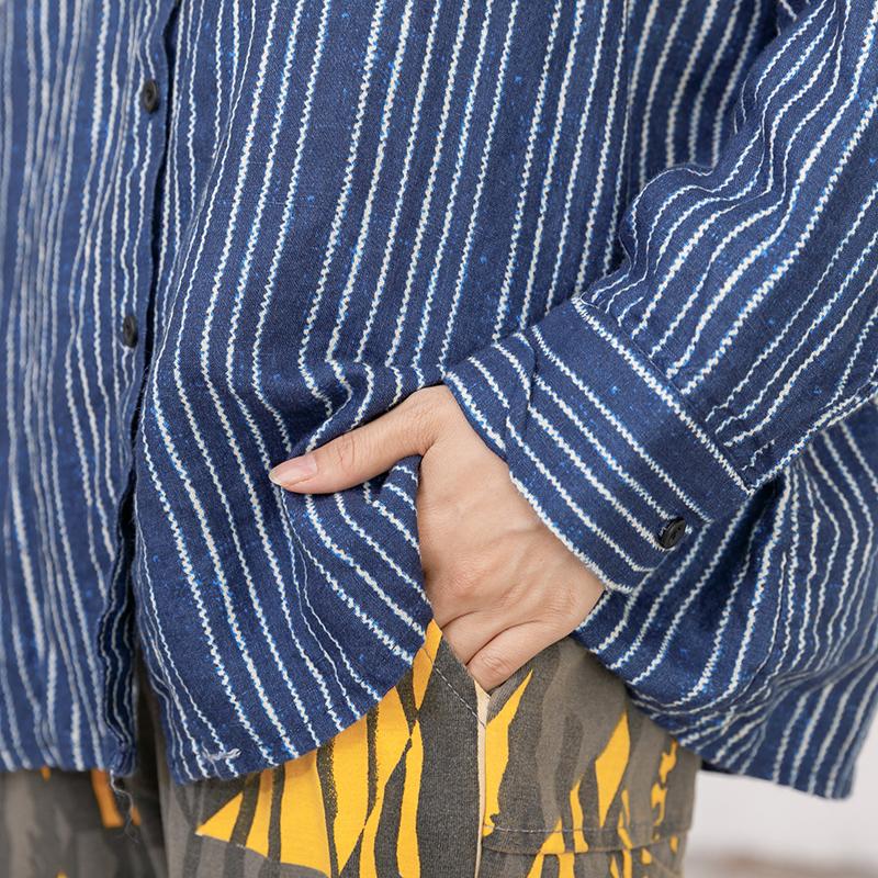 Printed Lacing Polo Collar Casual Shirt