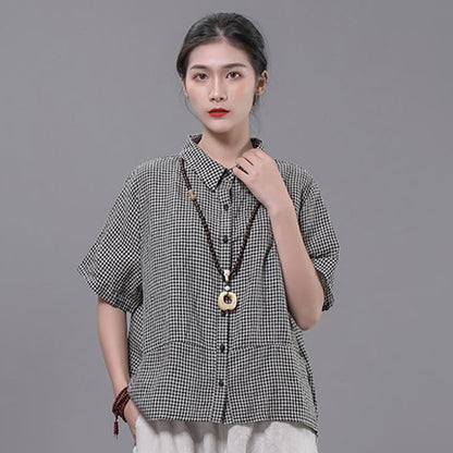 Printed Linen Literary Polo Collar T-Shirt