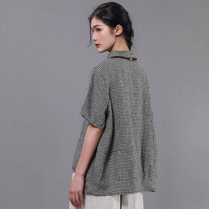 Printed Linen Literary Polo Collar T-Shirt