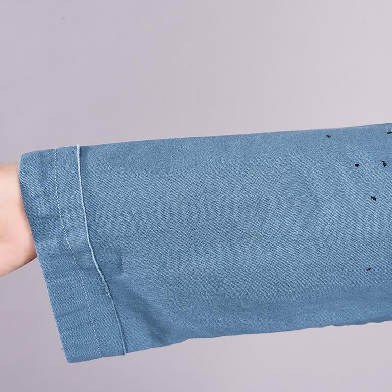 Printed Pleated Casual Round Collar Loose Dress