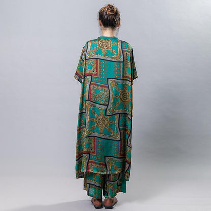 Printed Silky Soft Long Shirt And Wide Leg Pants
