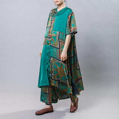 Printed Silky Soft Long Shirt And Wide Leg Pants