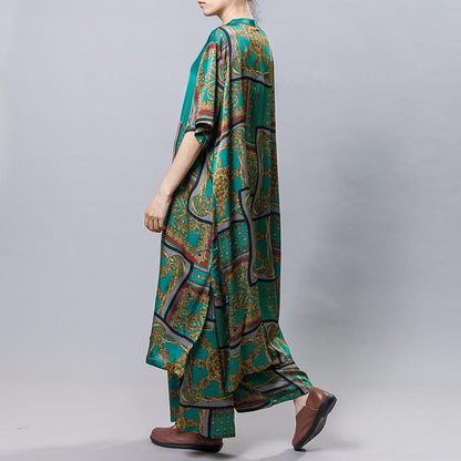 Printed Silky Soft Long Shirt And Wide Leg Pants