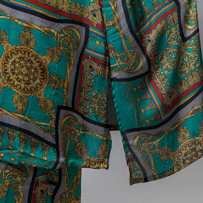 Printed Silky Soft Long Shirt And Wide Leg Pants