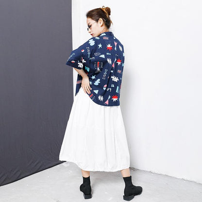 Printed Single Breasted Casual Loose T-Shirt