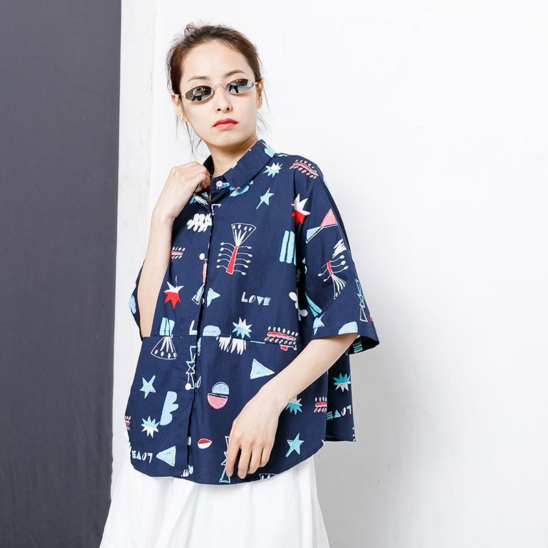 Printed Single Breasted Casual Loose T-Shirt