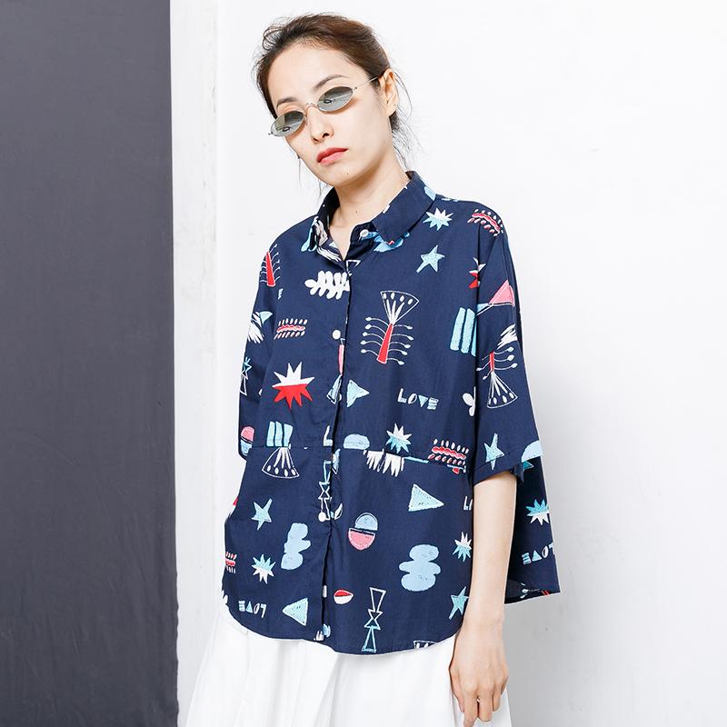 Printed Single Breasted Casual Loose T-Shirt