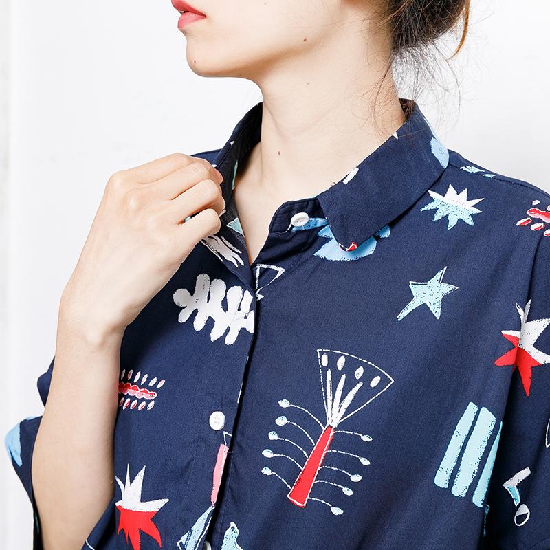 Printed Single Breasted Casual Loose T-Shirt