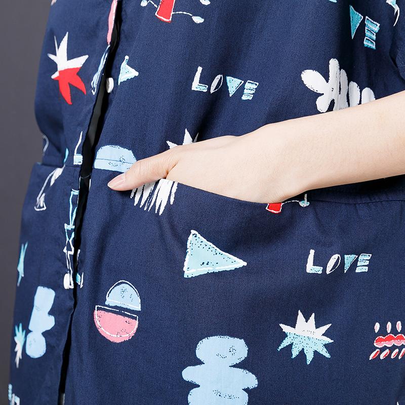 Printed Single Breasted Casual Loose T-Shirt