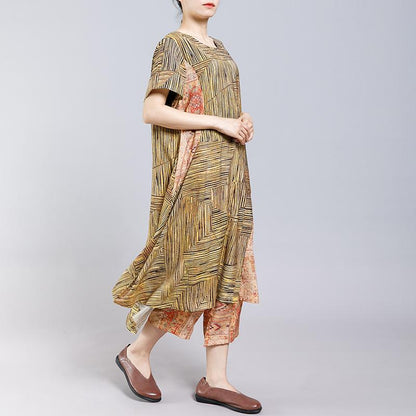 Printed Spliced Casual Comfortable Two Piece Suit