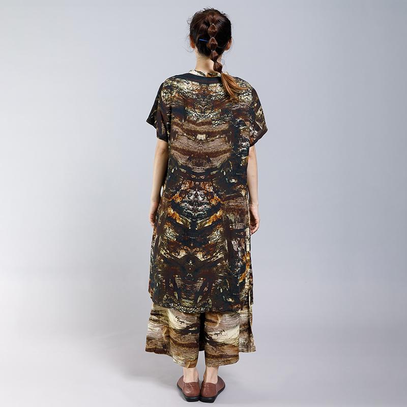 Printed Split Casual T-Shirt And Pants