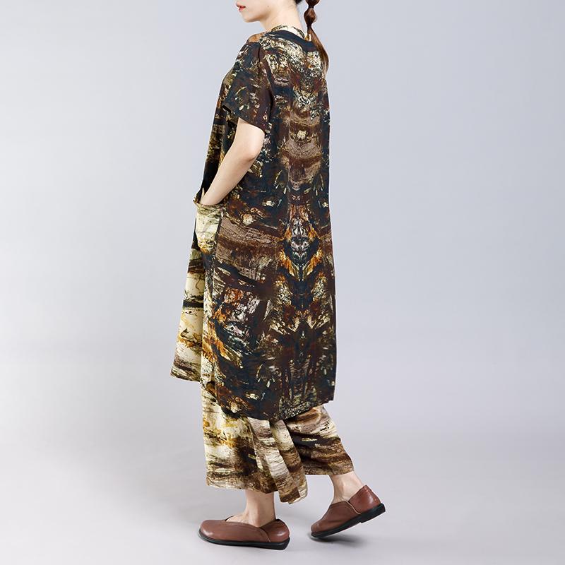 Printed Split Casual T-Shirt And Pants