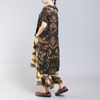 Printed Split Casual T-Shirt And Pants
